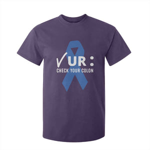 Funny Check Your Colon Colorectal Cancer Awareness T Shirt For Kid Dark Blue Ribbon TS11 Purple Print Your Wear