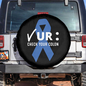 Funny Check Your Colon Colorectal Cancer Awareness Spare Tire Cover Dark Blue Ribbon TS11 No hole Black Print Your Wear