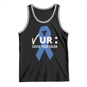 Funny Check Your Colon Colorectal Cancer Awareness Tank Top Dark Blue Ribbon TS11 Black Athletic Heather Print Your Wear