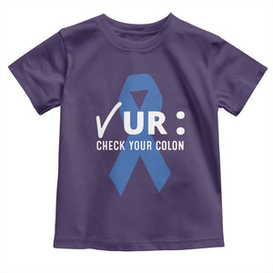 Funny Check Your Colon Colorectal Cancer Awareness Toddler T Shirt Dark Blue Ribbon TS11 Purple Print Your Wear
