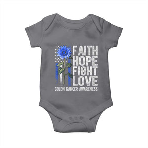 Colon Cancer Awareness Baby Onesie Faith Hope Fight Love Sunflower USA Flag TS11 Charcoal Print Your Wear