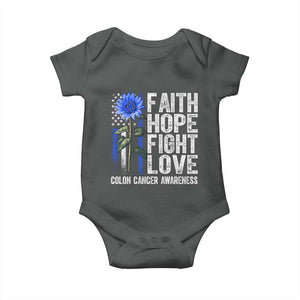 Colon Cancer Awareness Baby Onesie Faith Hope Fight Love Sunflower USA Flag TS11 Dark Heather Print Your Wear