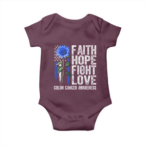 Colon Cancer Awareness Baby Onesie Faith Hope Fight Love Sunflower USA Flag TS11 Maroon Print Your Wear