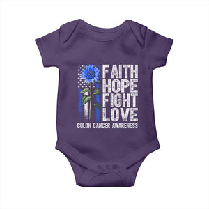 Colon Cancer Awareness Baby Onesie Faith Hope Fight Love Sunflower USA Flag TS11 Purple Print Your Wear