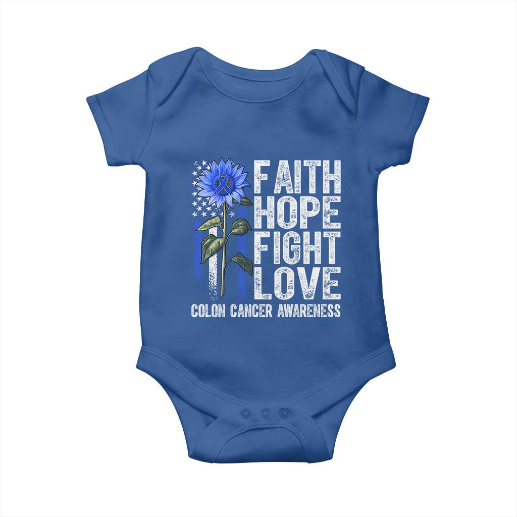 Colon Cancer Awareness Baby Onesie Faith Hope Fight Love Sunflower USA Flag TS11 Royal Blue Print Your Wear