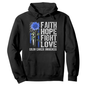 Colon Cancer Awareness Hoodie Faith Hope Fight Love Sunflower USA Flag TS11 Black Print Your Wear