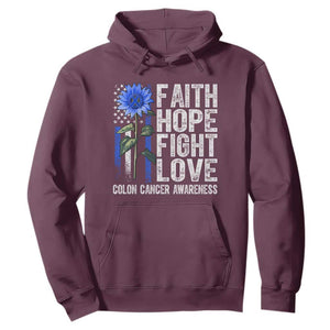 Colon Cancer Awareness Hoodie Faith Hope Fight Love Sunflower USA Flag TS11 Maroon Print Your Wear