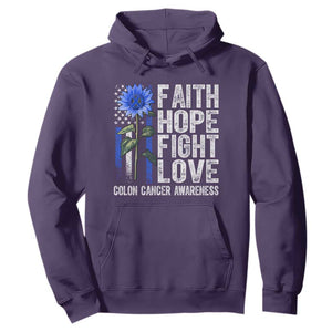 Colon Cancer Awareness Hoodie Faith Hope Fight Love Sunflower USA Flag TS11 Purple Print Your Wear