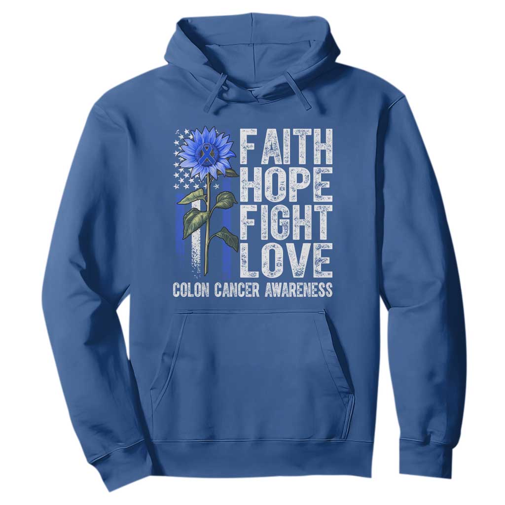 Colon Cancer Awareness Hoodie Faith Hope Fight Love Sunflower USA Flag TS11 Royal Blue Print Your Wear