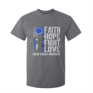Colon Cancer Awareness T Shirt For Kid Faith Hope Fight Love Sunflower USA Flag TS11 Charcoal Print Your Wear