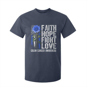 Colon Cancer Awareness T Shirt For Kid Faith Hope Fight Love Sunflower USA Flag TS11 Navy Print Your Wear