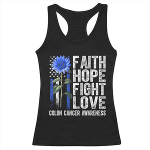 Colon Cancer Awareness Racerback Tank Top Faith Hope Fight Love Sunflower USA Flag TS11 Black Print Your Wear