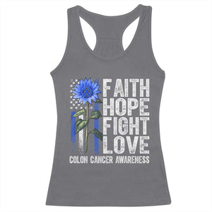 Colon Cancer Awareness Racerback Tank Top Faith Hope Fight Love Sunflower USA Flag TS11 Charcoal Print Your Wear