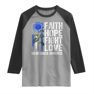 Colon Cancer Awareness Raglan Shirt Faith Hope Fight Love Sunflower USA Flag TS11 Sport Gray Black Print Your Wear