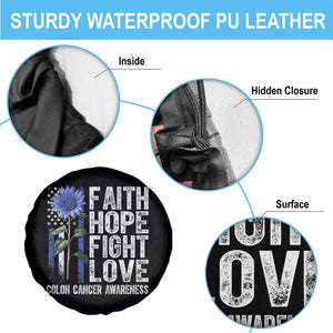 Colon Cancer Awareness Spare Tire Cover Faith Hope Fight Love Sunflower USA Flag TS11 Print Your Wear