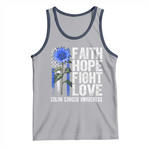 Colon Cancer Awareness Tank Top Faith Hope Fight Love Sunflower USA Flag TS11 Athletic Heather Navy Print Your Wear