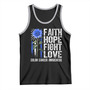 Colon Cancer Awareness Tank Top Faith Hope Fight Love Sunflower USA Flag TS11 Black Athletic Heather Print Your Wear