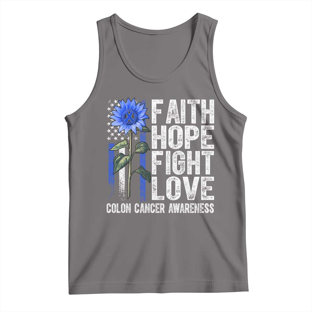 Colon Cancer Awareness Tank Top Faith Hope Fight Love Sunflower USA Flag TS11 Deep Heather Print Your Wear