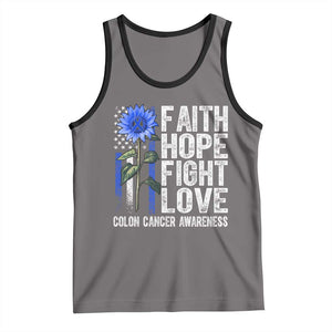 Colon Cancer Awareness Tank Top Faith Hope Fight Love Sunflower USA Flag TS11 Deep Heather Black Print Your Wear