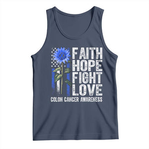 Colon Cancer Awareness Tank Top Faith Hope Fight Love Sunflower USA Flag TS11 Navy Print Your Wear