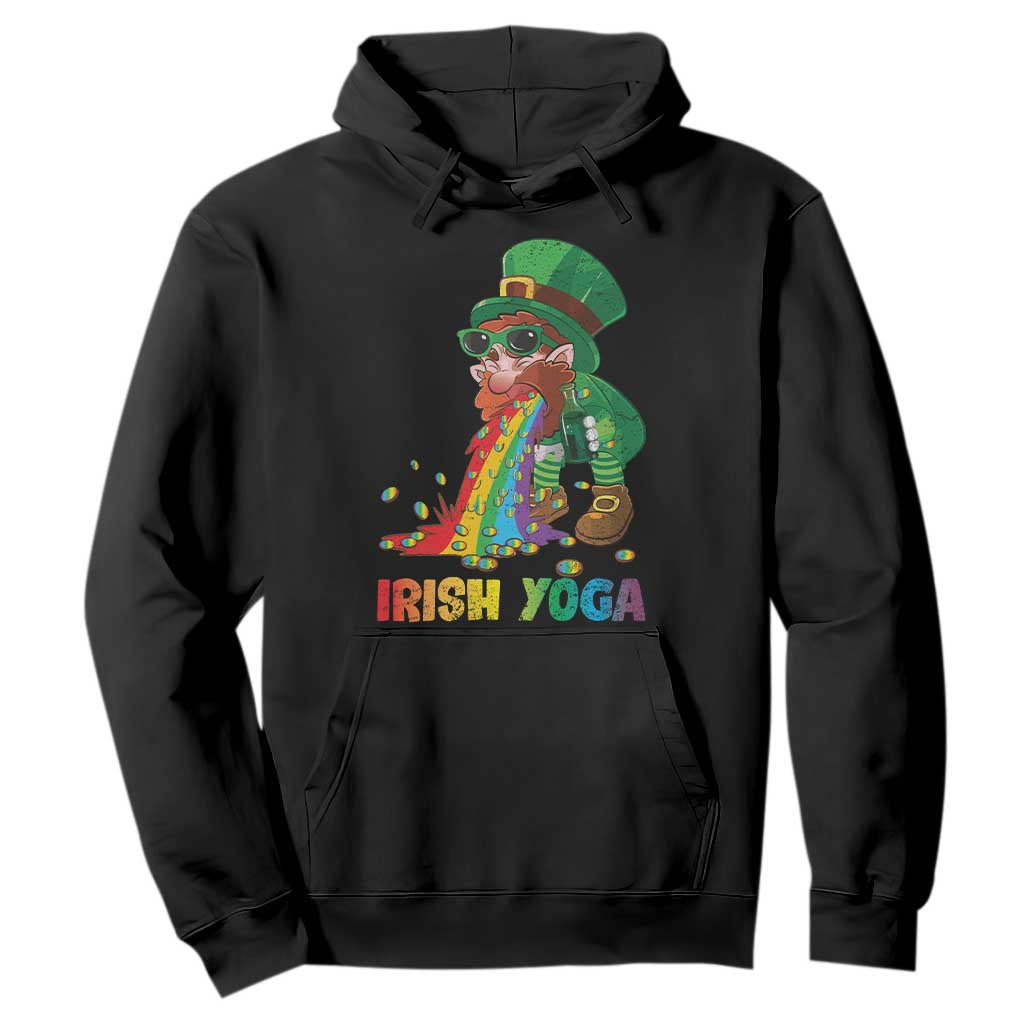 Funny Irish Yoga St Patrick's Day Beer Drinking Hoodie Drunk Leprechaun TS11 Black Print Your Wear