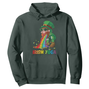 Funny Irish Yoga St Patrick's Day Beer Drinking Hoodie Drunk Leprechaun TS11 Dark Forest Green Print Your Wear