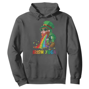 Funny Irish Yoga St Patrick's Day Beer Drinking Hoodie Drunk Leprechaun TS11 Dark Heather Print Your Wear