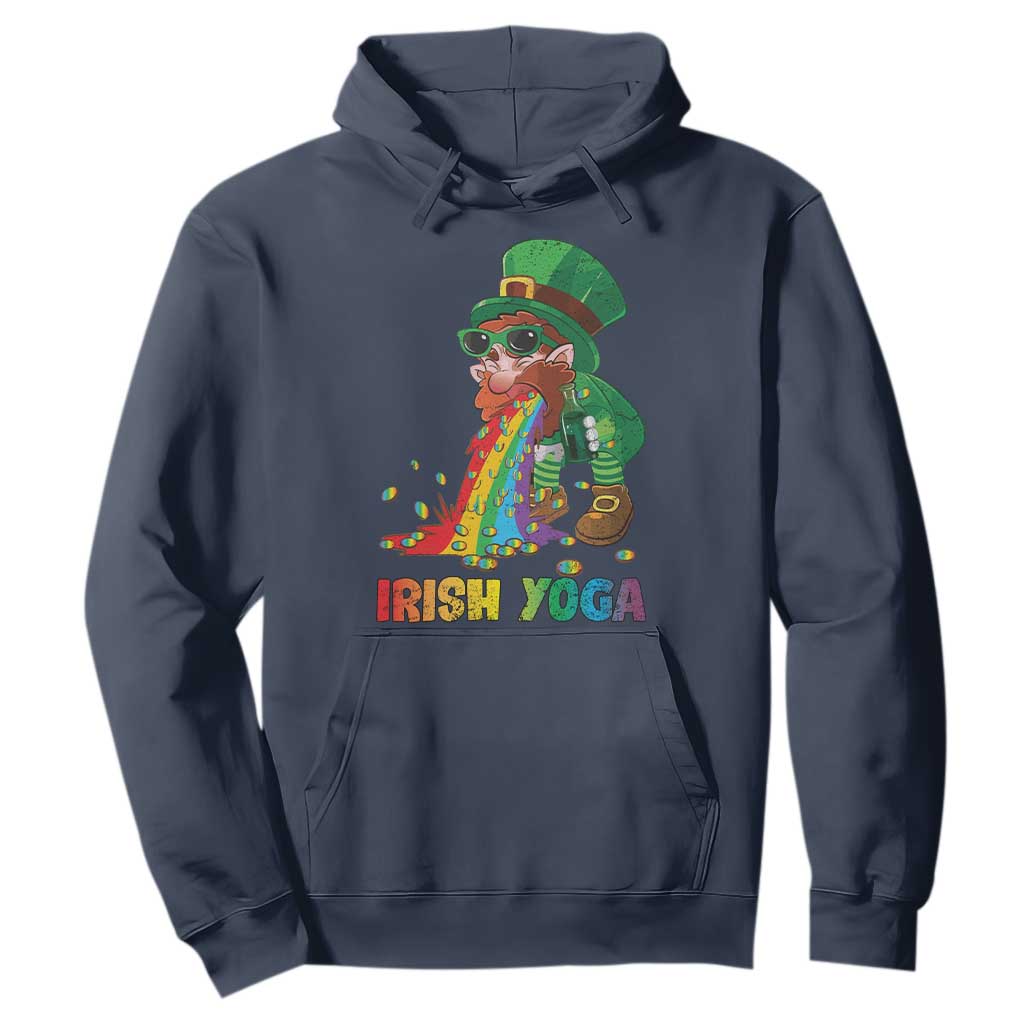 Funny Irish Yoga St Patrick's Day Beer Drinking Hoodie Drunk Leprechaun TS11 Navy Print Your Wear