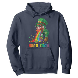 Funny Irish Yoga St Patrick's Day Beer Drinking Hoodie Drunk Leprechaun TS11 Navy Print Your Wear
