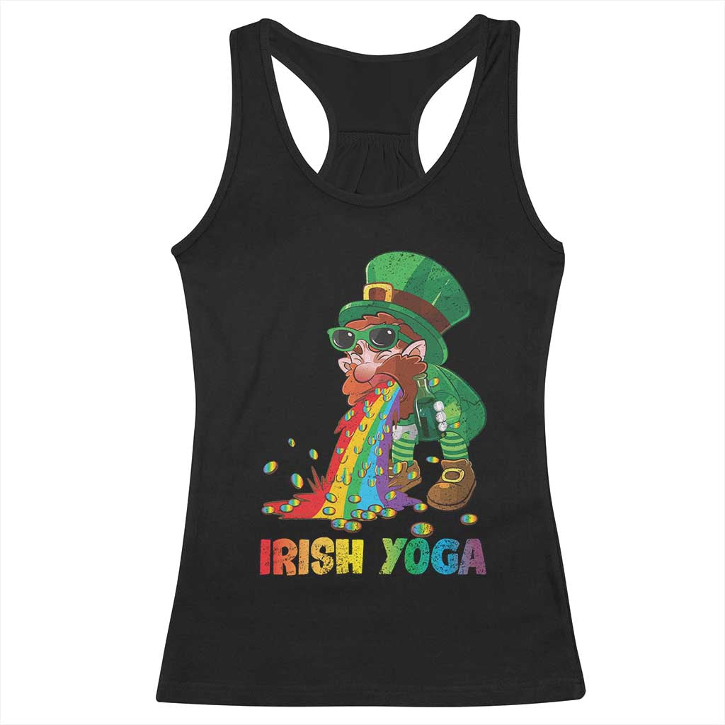 Funny Irish Yoga St Patrick's Day Beer Drinking Racerback Tank Top Drunk Leprechaun TS11 Black Print Your Wear