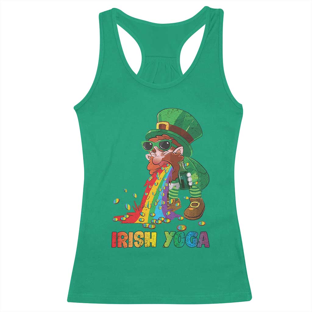 Funny Irish Yoga St Patrick's Day Beer Drinking Racerback Tank Top Drunk Leprechaun TS11 Irish Green Print Your Wear