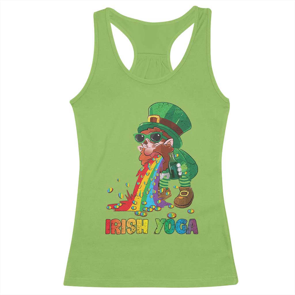 Funny Irish Yoga St Patrick's Day Beer Drinking Racerback Tank Top Drunk Leprechaun TS11 Lime Print Your Wear
