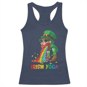Funny Irish Yoga St Patrick's Day Beer Drinking Racerback Tank Top Drunk Leprechaun TS11 Navy Print Your Wear