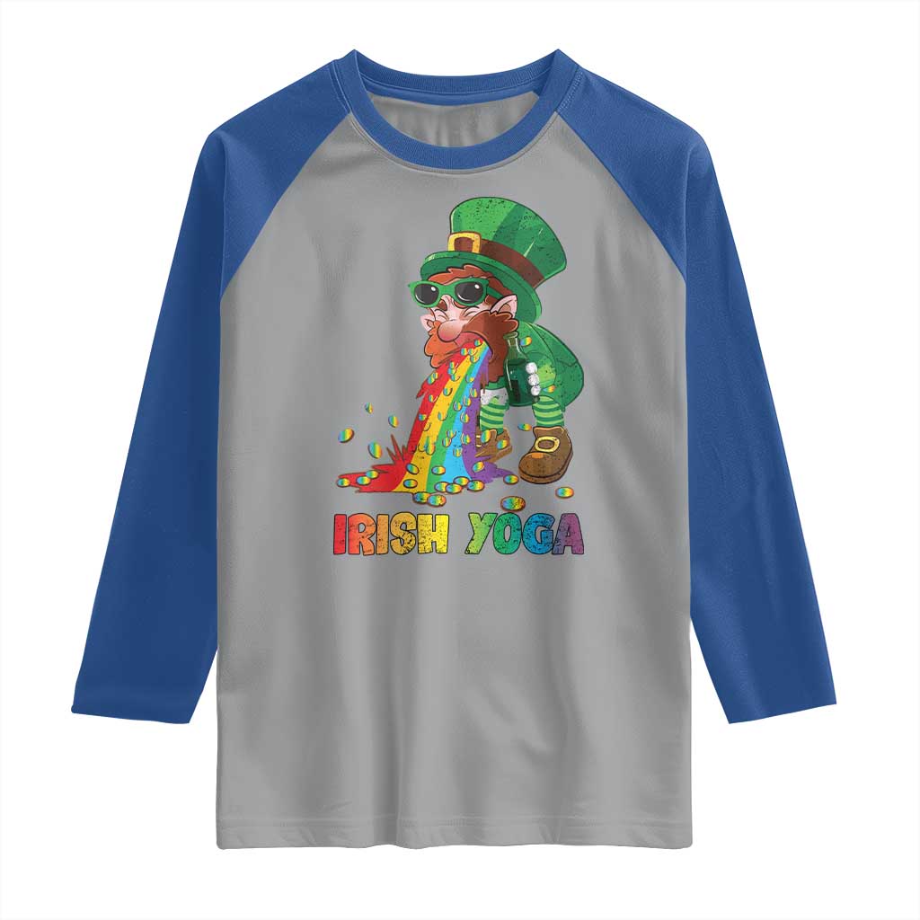 Funny Irish Yoga St Patrick's Day Beer Drinking Raglan Shirt Drunk Leprechaun TS11 Sport Gray Royal Print Your Wear