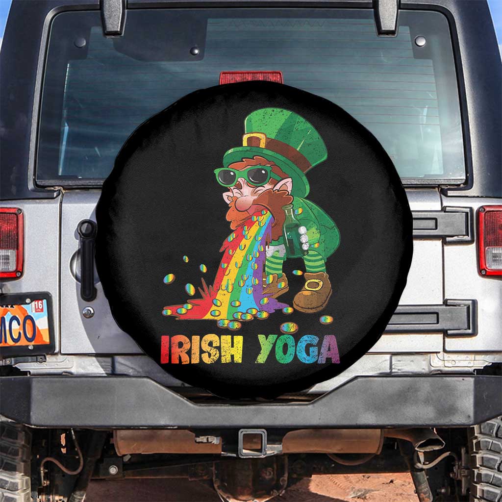 Funny Irish Yoga St Patrick's Day Beer Drinking Spare Tire Cover Drunk Leprechaun TS11 No hole Black Print Your Wear