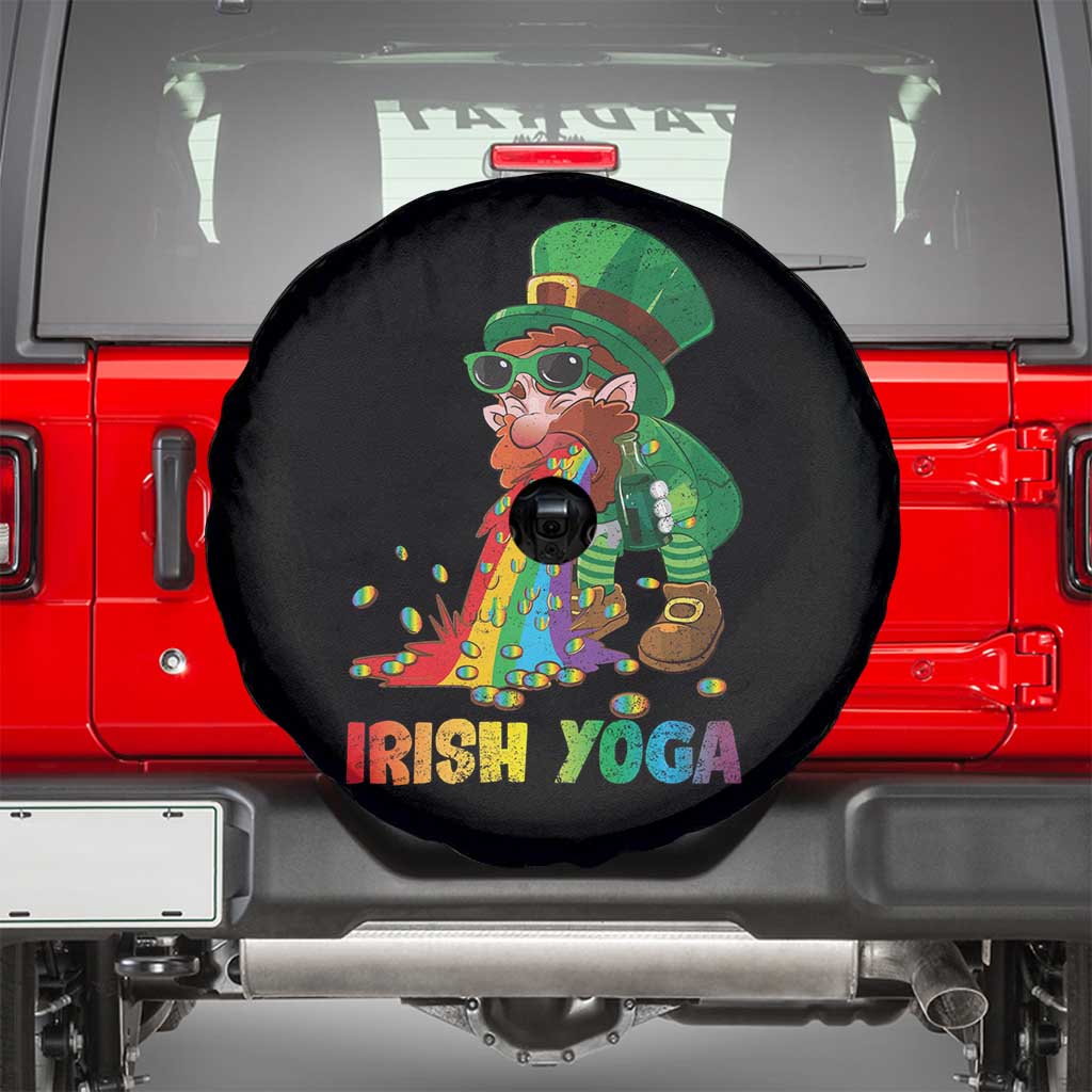 Funny Irish Yoga St Patrick's Day Beer Drinking Spare Tire Cover Drunk Leprechaun TS11 Black Print Your Wear