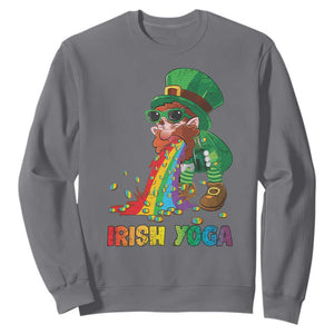 Funny Irish Yoga St Patrick's Day Beer Drinking Sweatshirt Drunk Leprechaun TS11 Charcoal Print Your Wear