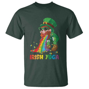 Funny Irish Yoga St Patrick's Day Beer Drinking T Shirt Drunk Leprechaun TS11 Dark Forest Green Print Your Wear