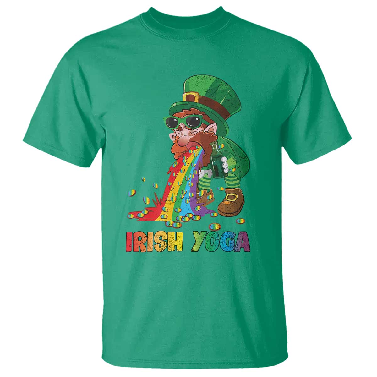 Funny Irish Yoga St Patrick's Day Beer Drinking T Shirt Drunk Leprechaun TS11 Irish Green Print Your Wear