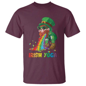 Funny Irish Yoga St Patrick's Day Beer Drinking T Shirt Drunk Leprechaun TS11 Maroon Print Your Wear