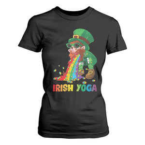 Funny Irish Yoga St Patrick's Day Beer Drinking T Shirt For Women Drunk Leprechaun TS11 Black Print Your Wear