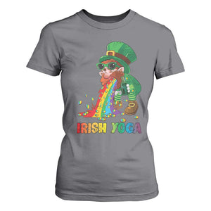 Funny Irish Yoga St Patrick's Day Beer Drinking T Shirt For Women Drunk Leprechaun TS11 Charcoal Print Your Wear