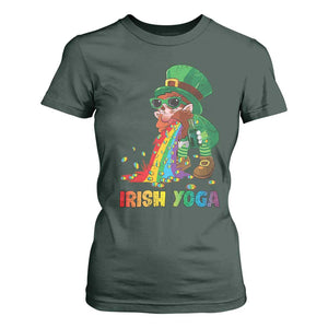 Funny Irish Yoga St Patrick's Day Beer Drinking T Shirt For Women Drunk Leprechaun TS11 Dark Forest Green Print Your Wear