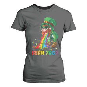 Funny Irish Yoga St Patrick's Day Beer Drinking T Shirt For Women Drunk Leprechaun TS11 Dark Heather Print Your Wear