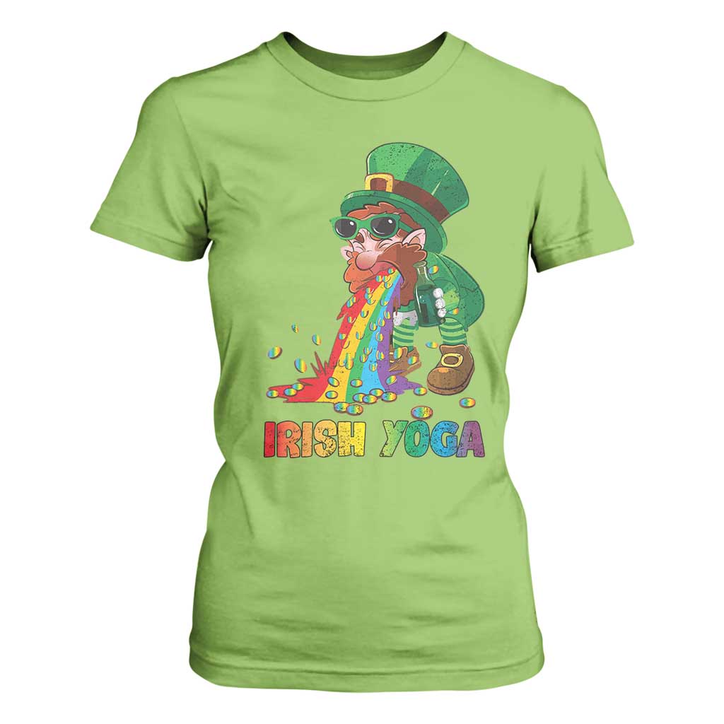 Funny Irish Yoga St Patrick's Day Beer Drinking T Shirt For Women Drunk Leprechaun TS11 Lime Print Your Wear