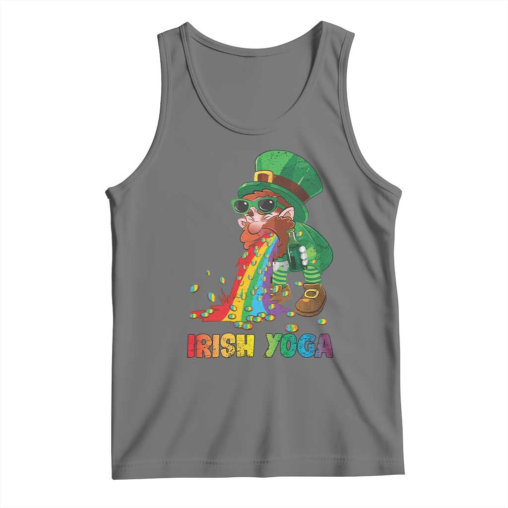 Funny Irish Yoga St Patrick's Day Beer Drinking Tank Top Drunk Leprechaun TS11 Black Heather Print Your Wear
