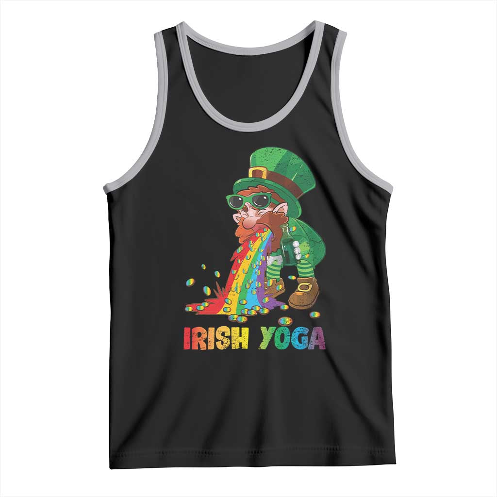 Funny Irish Yoga St Patrick's Day Beer Drinking Tank Top Drunk Leprechaun TS11 Black Athletic Heather Print Your Wear