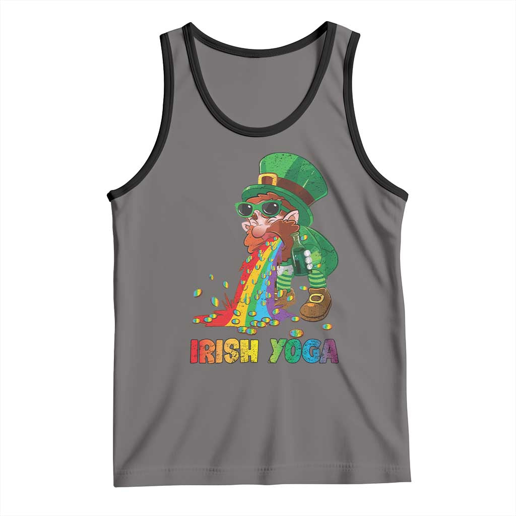 Funny Irish Yoga St Patrick's Day Beer Drinking Tank Top Drunk Leprechaun TS11 Deep Heather Black Print Your Wear
