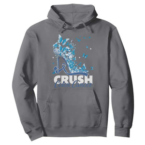 Crush Colon Cancer Hoodie Colorectal Cancer Awareness Bling Blue Ribbon High Heel TS11 Charcoal Print Your Wear