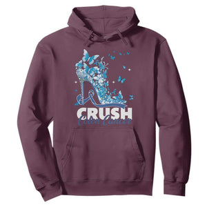 Crush Colon Cancer Hoodie Colorectal Cancer Awareness Bling Blue Ribbon High Heel TS11 Maroon Print Your Wear